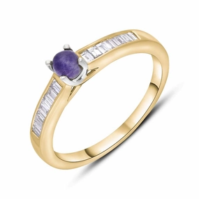 18ct Yellow White Gold Blue John Diamond 0.20ct Round Claw Set Ring