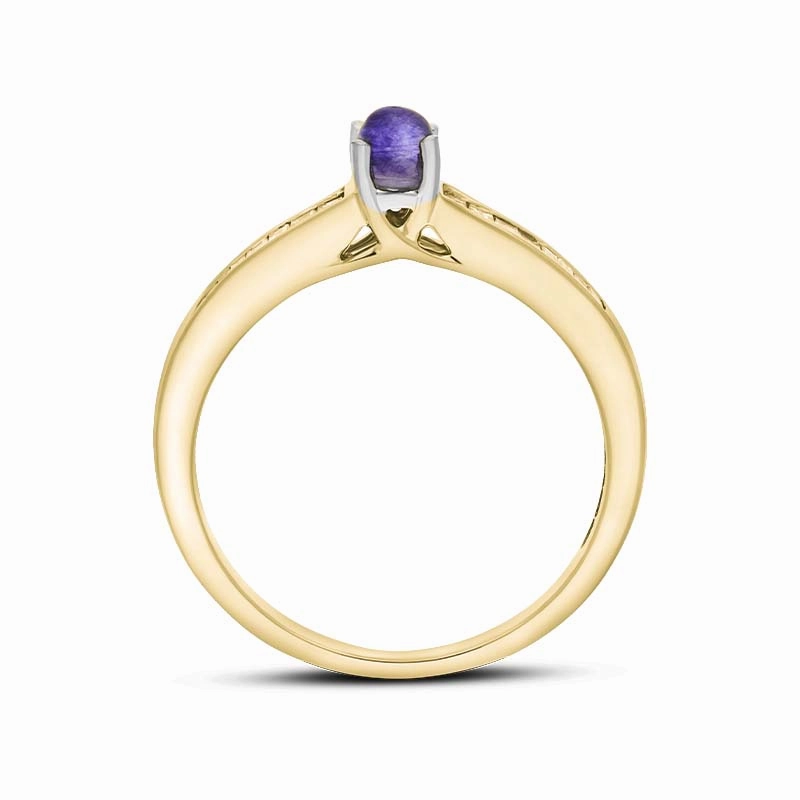 18ct Yellow White Gold Blue John Diamond 0.20ct Round Claw Set Ring