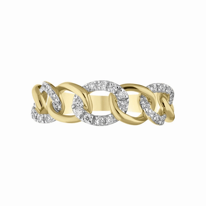 18ct Yellow White Gold Diamond Link Ring
