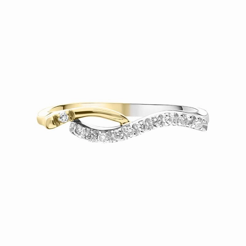 18ct Yellow White Gold Diamond Wavy Ring