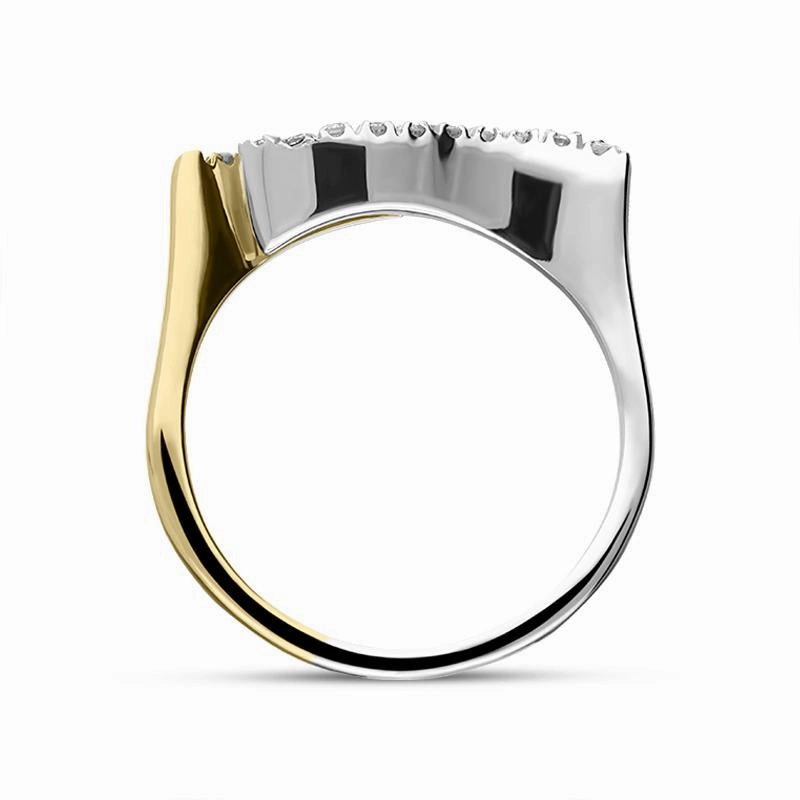 18ct Yellow White Gold Diamond Wavy Ring