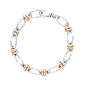 9ct Rose Gold Sterling Silver Handmade Cable Chain Bracelet D