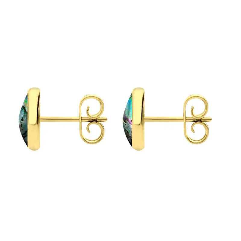 9ct Yellow Gold Abalone 8mm Classic Large Round Stud Earrings