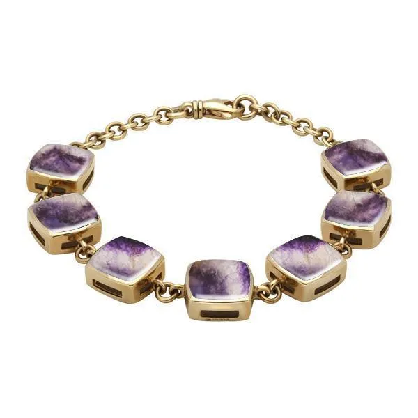 9ct Yellow Gold Blue John Cushion Bracelet