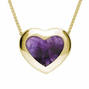 9ct Yellow Gold Blue John Framed Heart Necklace