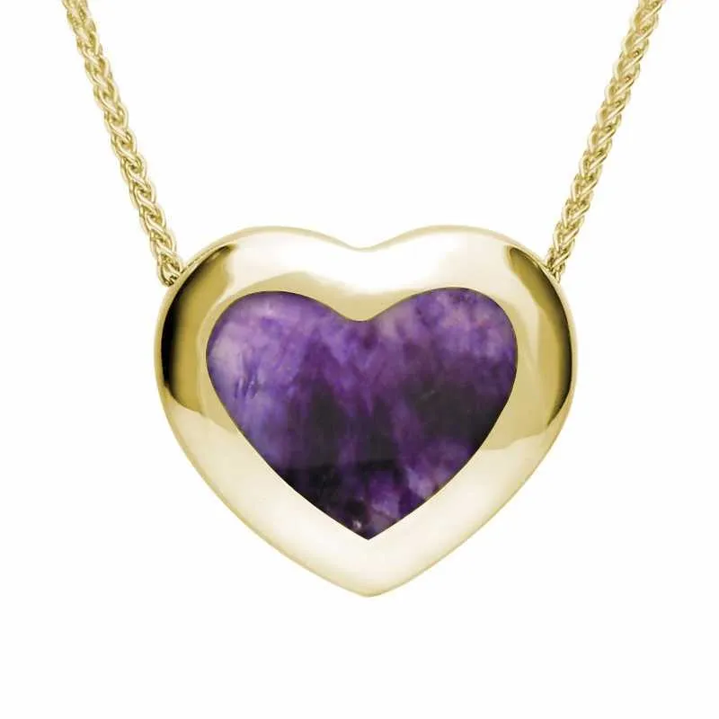 9ct Yellow Gold Blue John Framed Heart Necklace
