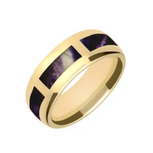 9ct Yellow Gold Blue John Gap 8mm Wedding Band Ring