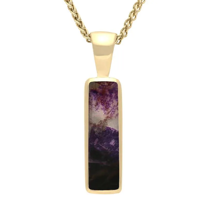 9ct Yellow Gold Blue John Small Oblong Two Piece Set