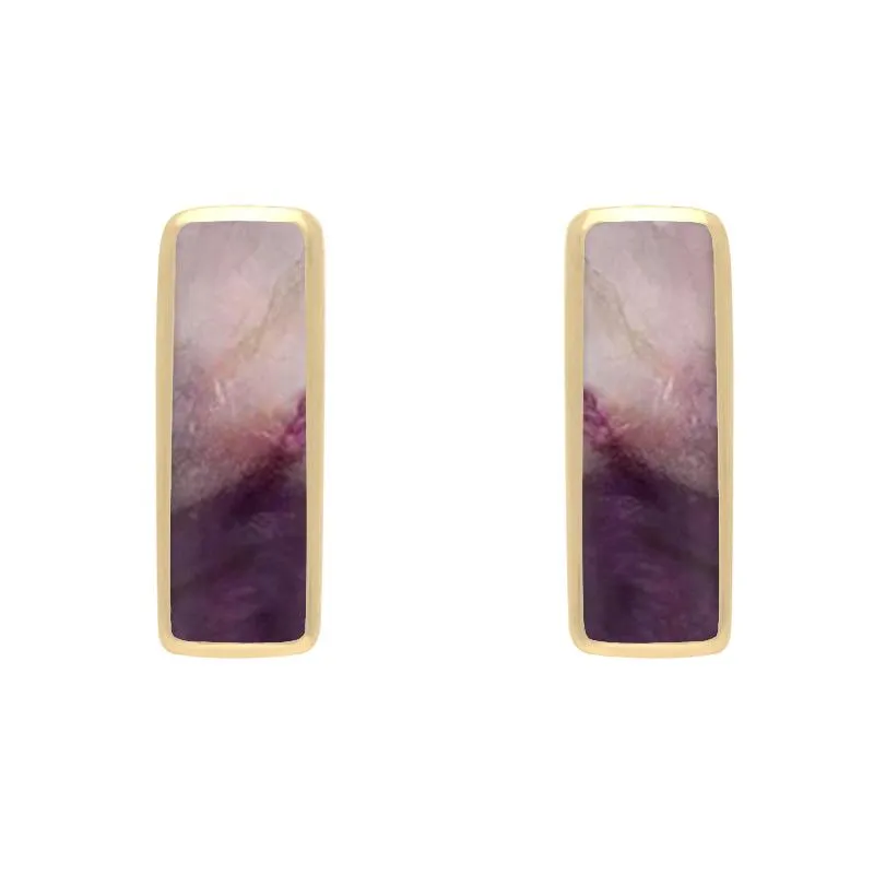 9ct Yellow Gold Blue John Small Oblong Two Piece Set