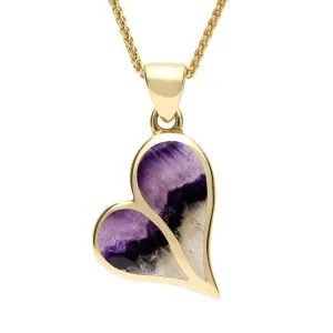 9ct Yellow Gold Blue John Split Heart Necklace