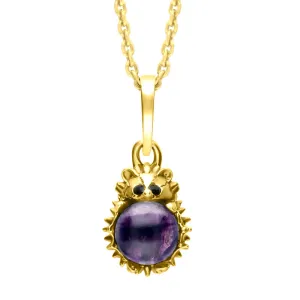 9ct Yellow Gold Blue John Tiny Hedgehog Necklace