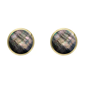 9ct Yellow Gold Dark Mother of Pearl 6mm Classic Medium Round Stud Earrings