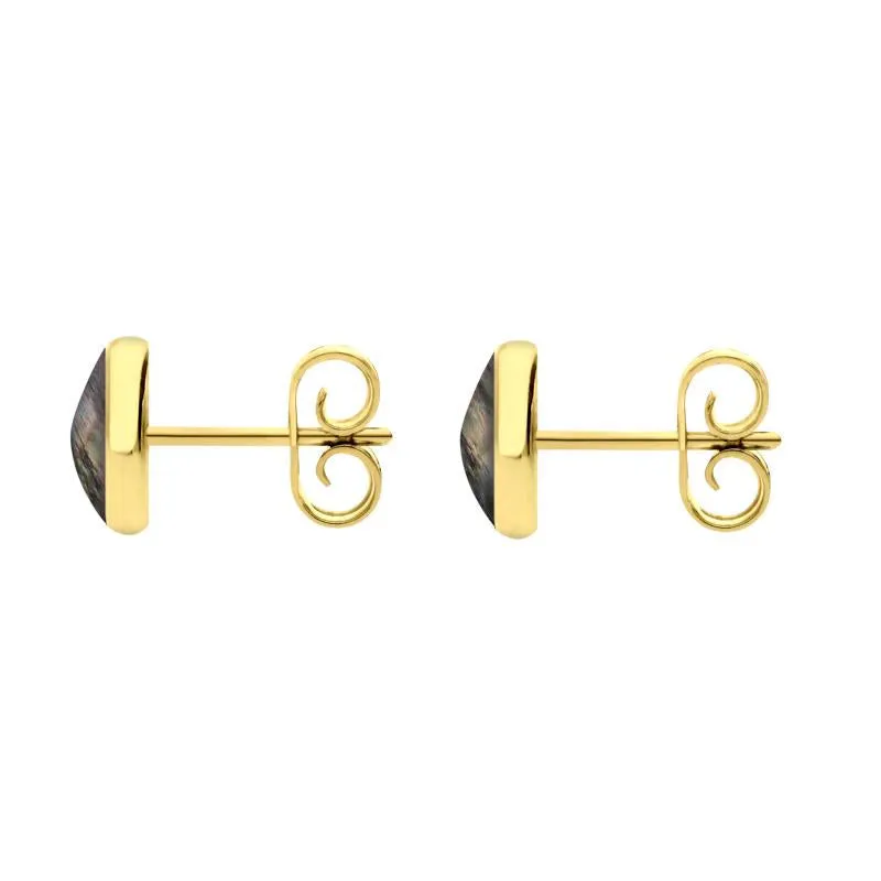 9ct Yellow Gold Dark Mother of Pearl 6mm Classic Medium Round Stud Earrings