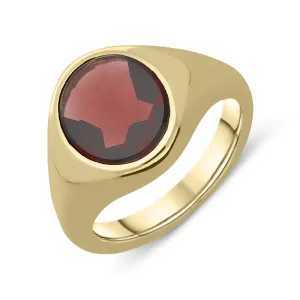 9ct Yellow Gold Garnet Oval Signet Ring