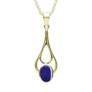 9ct Yellow Gold Lapis Lazuli Oval Spoon Necklace