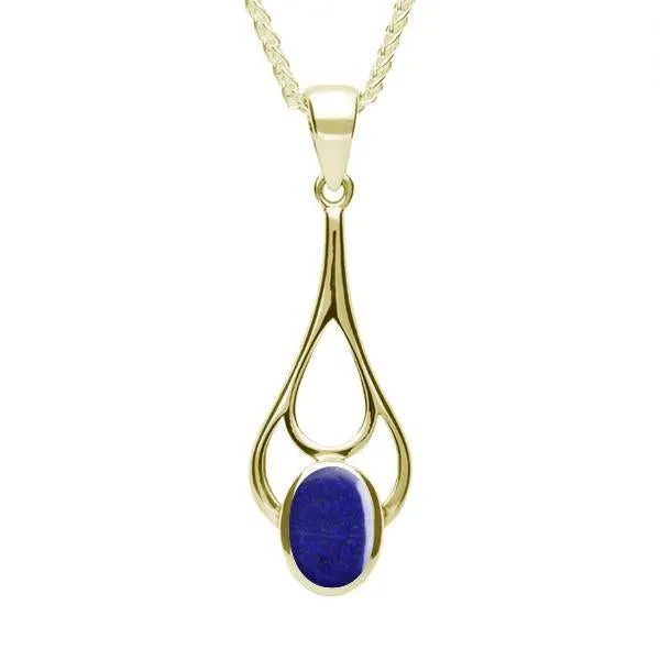 9ct Yellow Gold Lapis Lazuli Oval Spoon Necklace