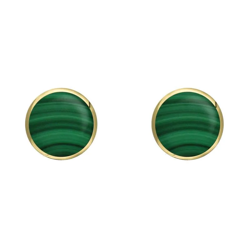 9ct Yellow Gold Malachite 5mm Classic Small Round Stud Earrings