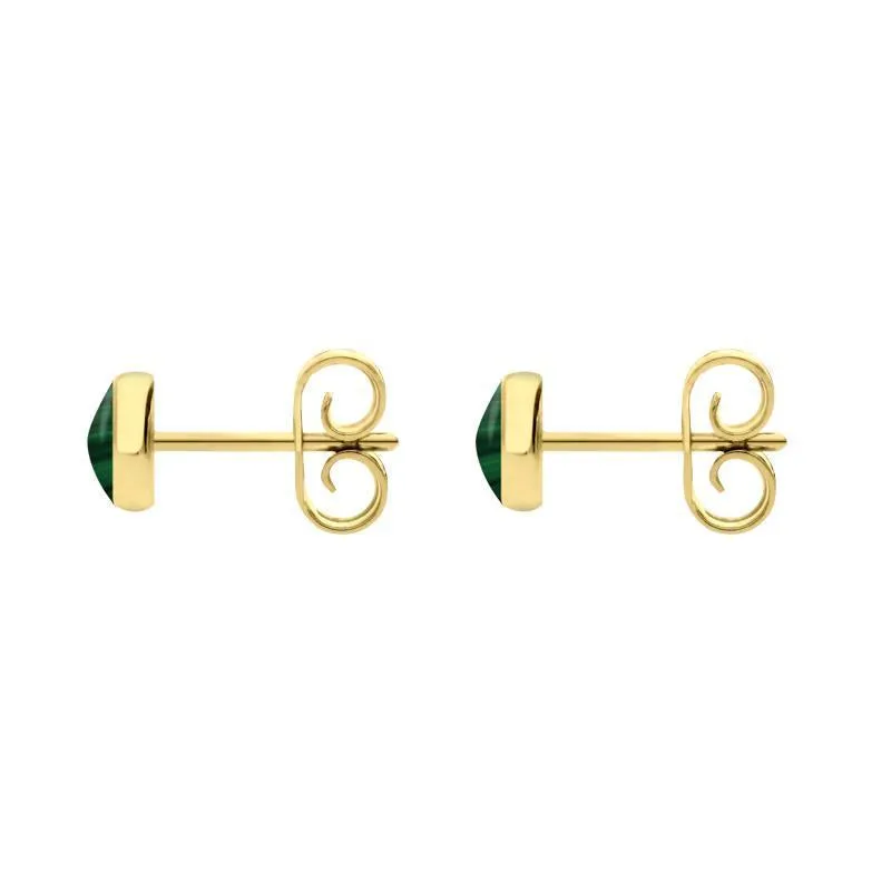 9ct Yellow Gold Malachite 5mm Classic Small Round Stud Earrings