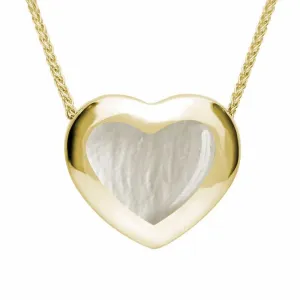 9ct Yellow Gold Mother Of Pearl Framed Heart Necklace