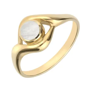 9ct Yellow Gold Mother of Pearl Round Twist Ring