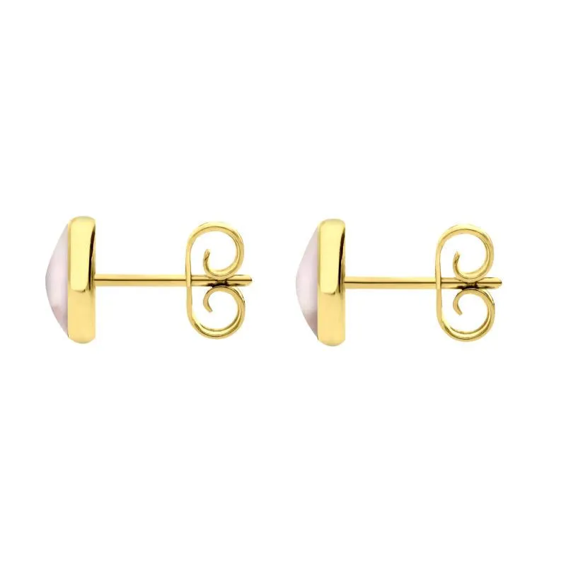 9ct Yellow Gold Pink Mother of Pearl 6mm Classic Medium Round Stud Earrings