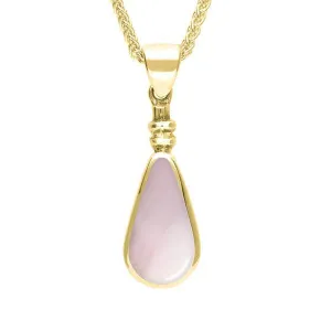 9ct Yellow Gold Pink Mother of Pearl Bottle Top Pear Necklace
