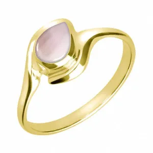 9ct Yellow Gold Pink Mother of Pearl Offset Pear Ring