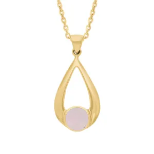 9ct Yellow Gold Pink Mother of Pearl Teardrop Necklace