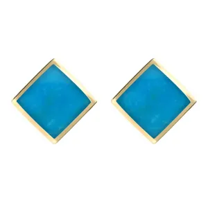 9ct Yellow Gold Turquoise Rhombus Earrings