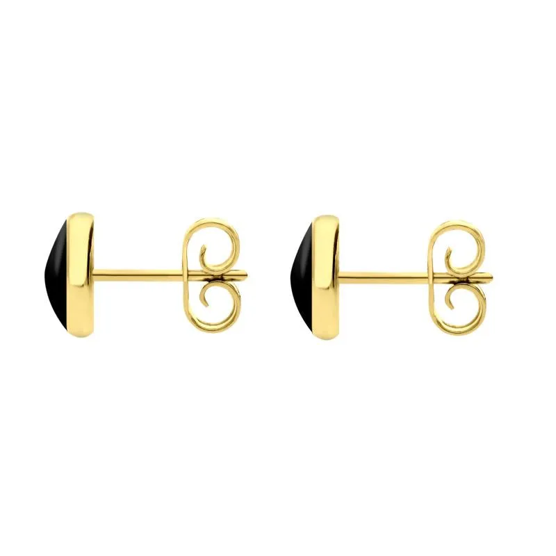 9ct Yellow Gold Whitby Jet 6mm Classic Medium Round Stud Earrings