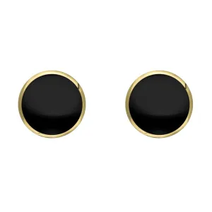 9ct Yellow Gold Whitby Jet 6mm Classic Medium Round Stud Earrings