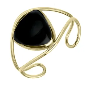 9ct Yellow Gold Whitby Jet Bangle Cuff