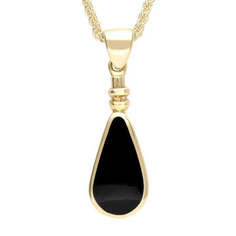 9ct Yellow Gold Whitby Jet Bottle Top Pear Necklace