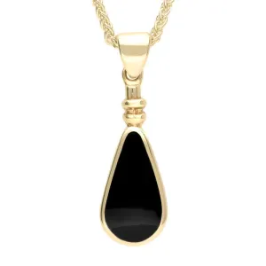 9ct Yellow Gold Whitby Jet Bottle Top Pear Necklace