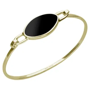 9ct Yellow Gold Whitby Jet Oval Slim Bangle