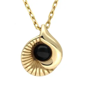 9ct Yellow Gold Whitby Jet Seashell Necklace