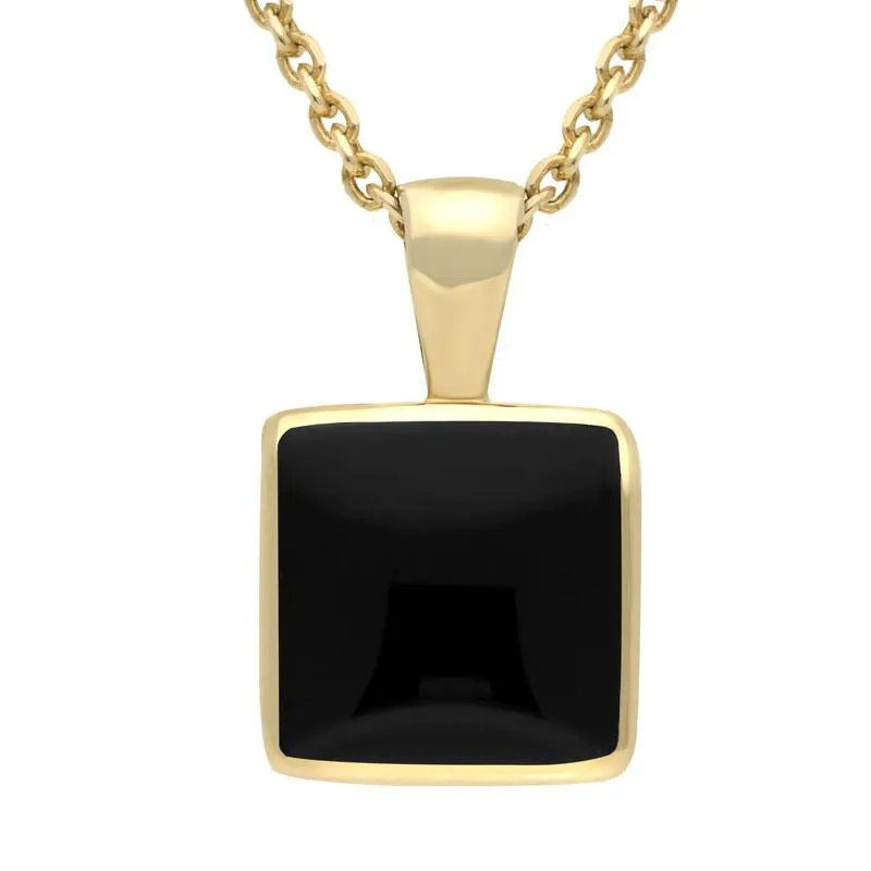 9ct Yellow Gold Whitby Jet Square Necklace