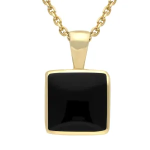 9ct Yellow Gold Whitby Jet Square Necklace