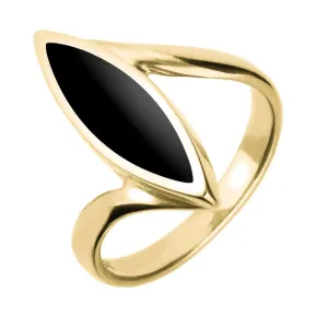 9ct Yellow Gold Whitby Jet Toscana Marquise Twist Ring