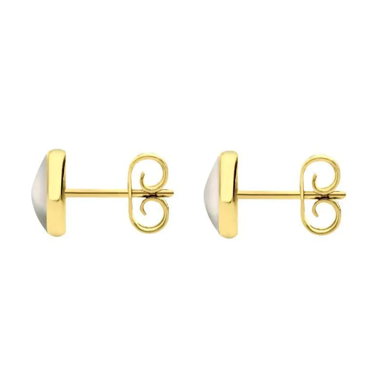 9ct Yellow Gold White Mother of Pearl 6mm Classic Medium Round Stud Earrings