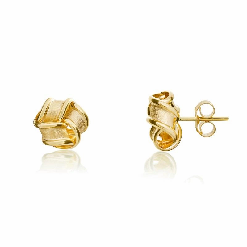 9ct Brushed Yellow Gold 7mm Knot Stud Earrings