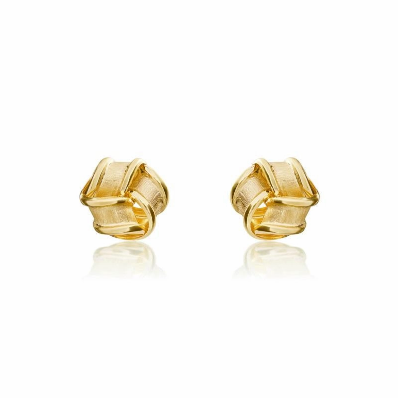 9ct Brushed Yellow Gold 7mm Knot Stud Earrings