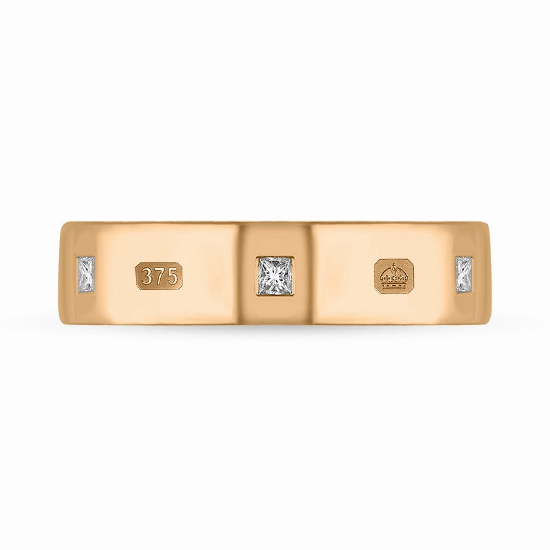 9ct Rose Gold 0.24ct Diamond Queen's Jubilee Hallmark Princess Cut 5mm Ring D