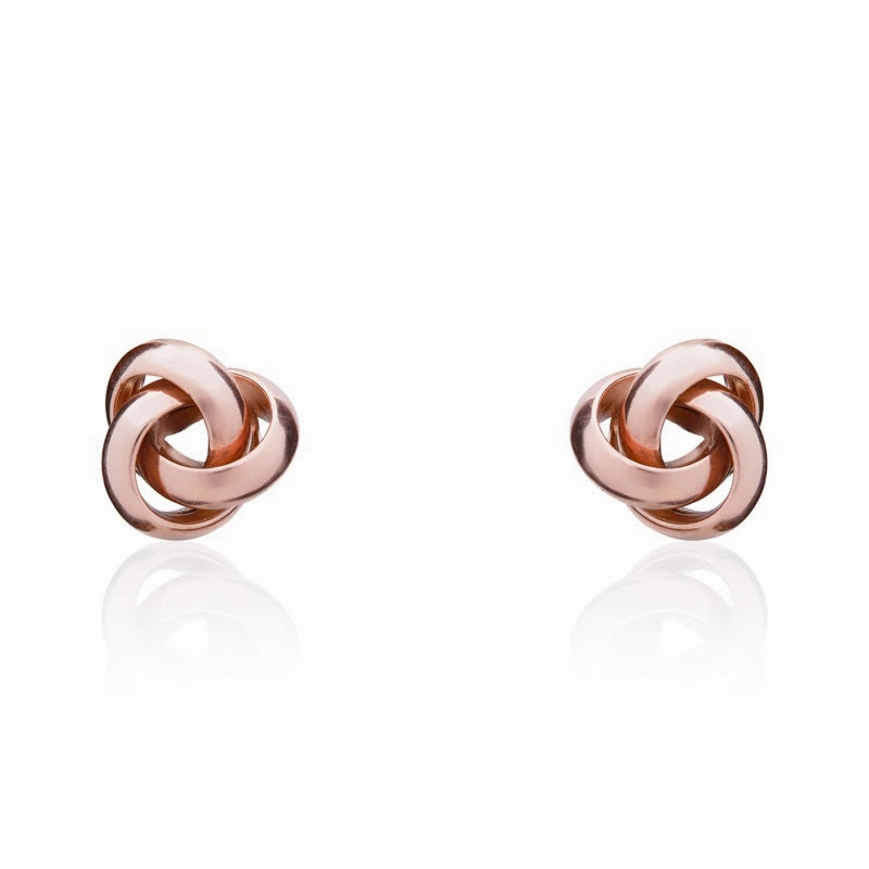 9ct Rose Gold 7mm Looped Knot Stud Earrings