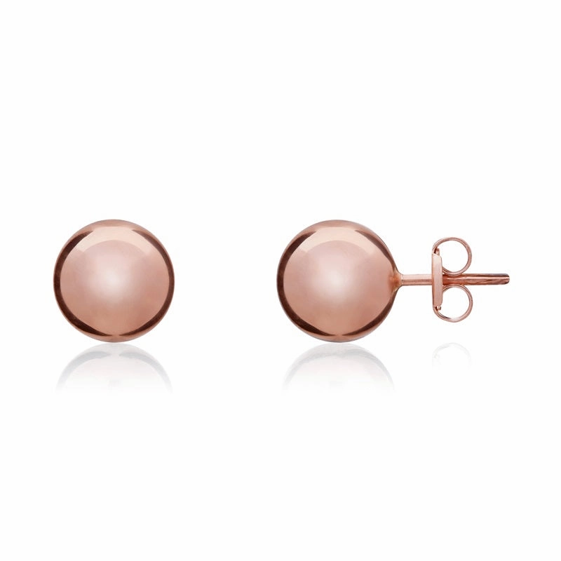 9ct Rose Gold 8mm Ball Stud Earrings