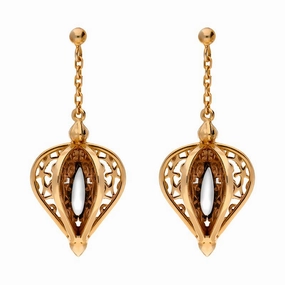 9ct Rose Gold Bauxite Flore Filigree Drop Earrings