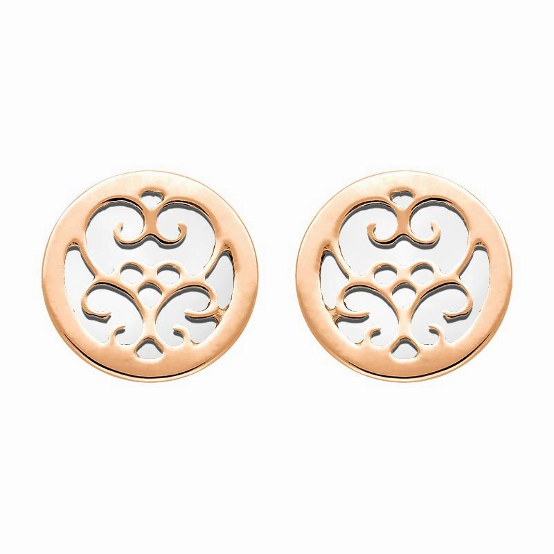 9ct Rose Gold Bauxite Flore Filigree Stud Earrings