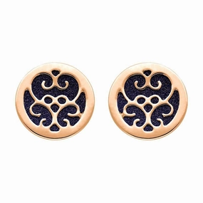 9ct Rose Gold Blue Goldstone Flore Filigree Stud Earrings