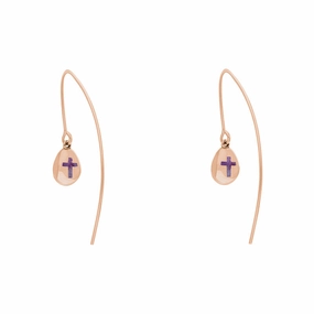 9ct Rose Gold Blue John Cross Disc Drop Earrings