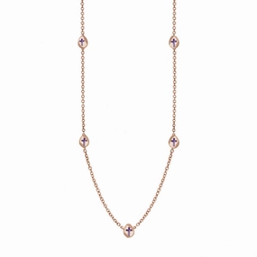 9ct Rose Gold Blue John Cross Link Disc Chain Necklace